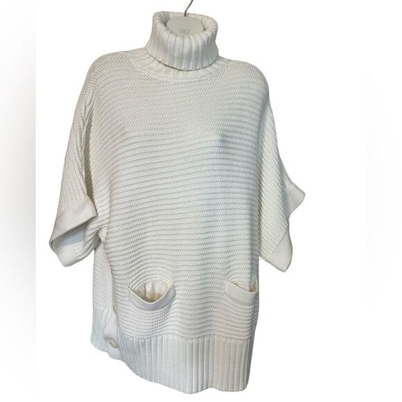 NWT J.Crew Merino Wool & Cotton Blend Turtleneck Poncho - Picture 2 of 8